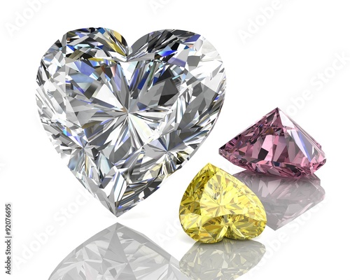 Set of colored gems  high resolution 3D image 