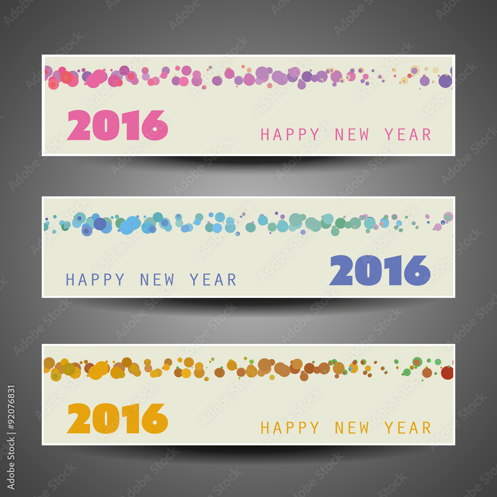 Naklejka premium Set of Horizontal New Year Banners - 2016 Dotted Version