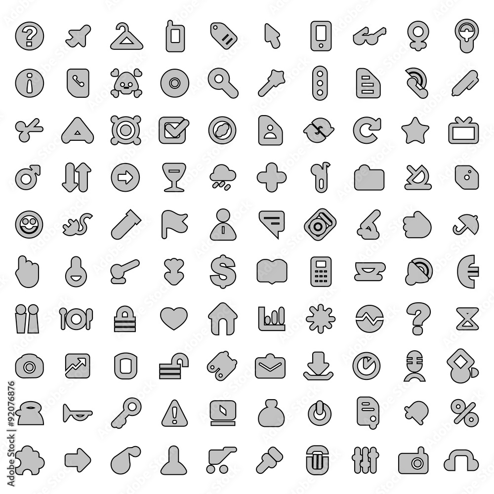 Round Web Design Elements - Grey Icon Set Template, Clip-Art Collection for Web or Technology Isolated on White Round Web Design Elements - Grey Icon Set Template, Clip-Art Collection for Web or Technology Isolated on White