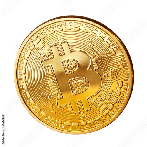 Studio shot of Bitcoin coin on a white background .Symbol of a new virtual currency . photo