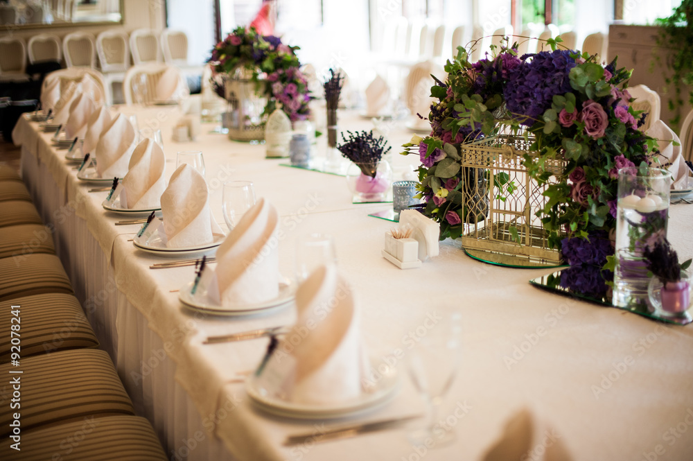 table set with  blank cards for guest names.