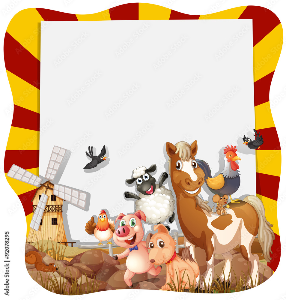 Fototapeta premium Farm animals around the frame