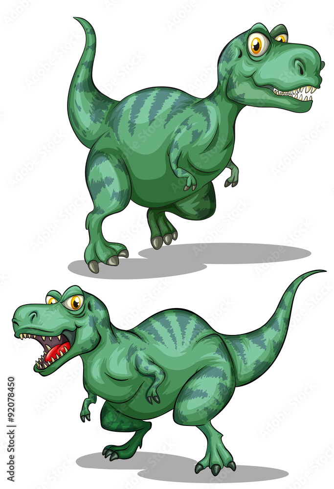 Fototapeta premium Green dinosaurs on white