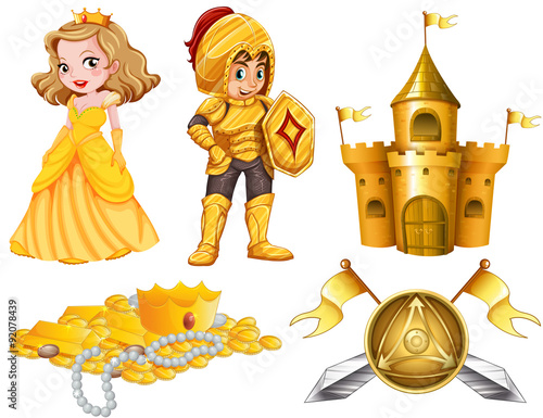 Fairytales set with knight and princess