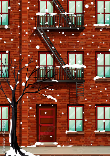 Fire escape on the apartment building