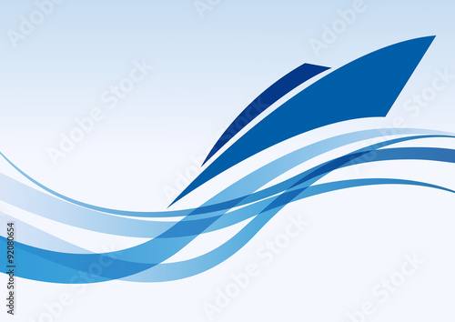 Vector background speedboat and sea