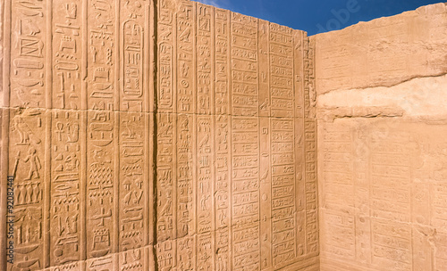 Konstfotografi Old calendar carved in hieroglyphs on the walls of Kom Ombo Temple, Kom Ombo, Eg