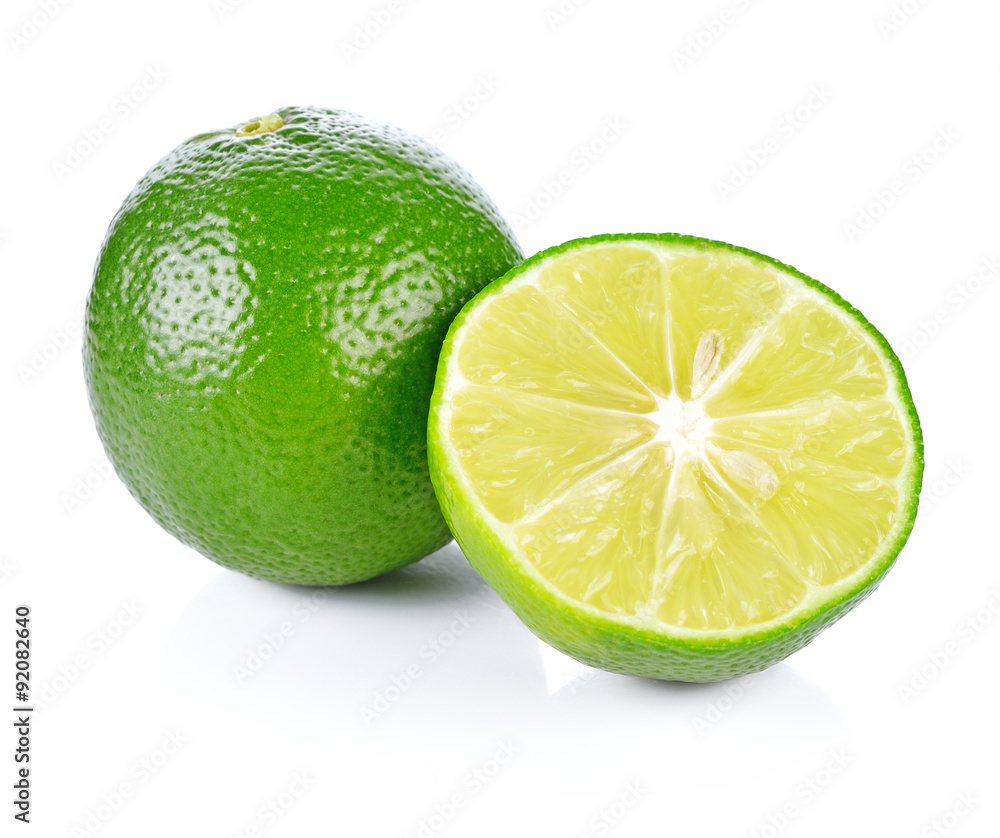Limes with slices isolated on white background Limes with slices isolated on white background