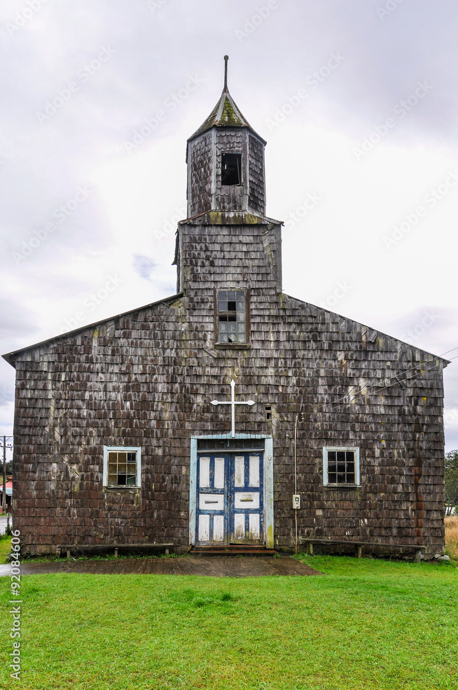 Fototapeta premium Wooden church, Chiloe Island, Chile