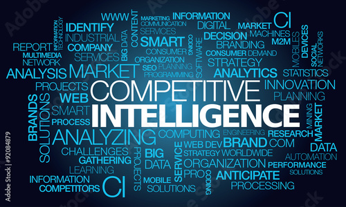 Competitive intelligence black screen display words text coding program business competitor analysis engineer hack strategy CI template 