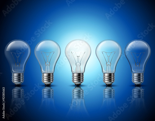 Light bulbs set idea concept banner