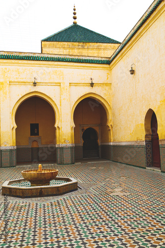 fountain in morocco antique construction  mousque palace