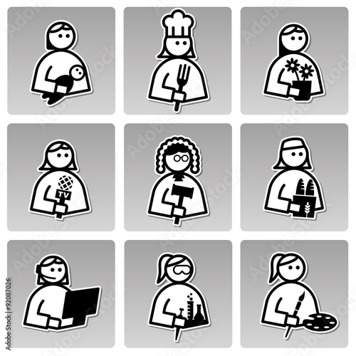 People occupations icons woman