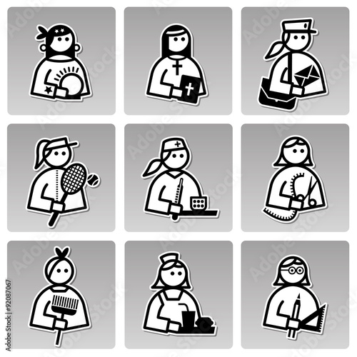 People occupations icons woman