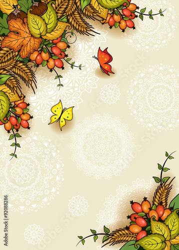 Floral autumn background vertical