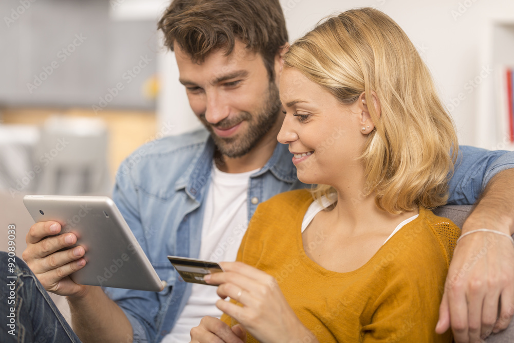 young couple buying on internet young couple buying on internet