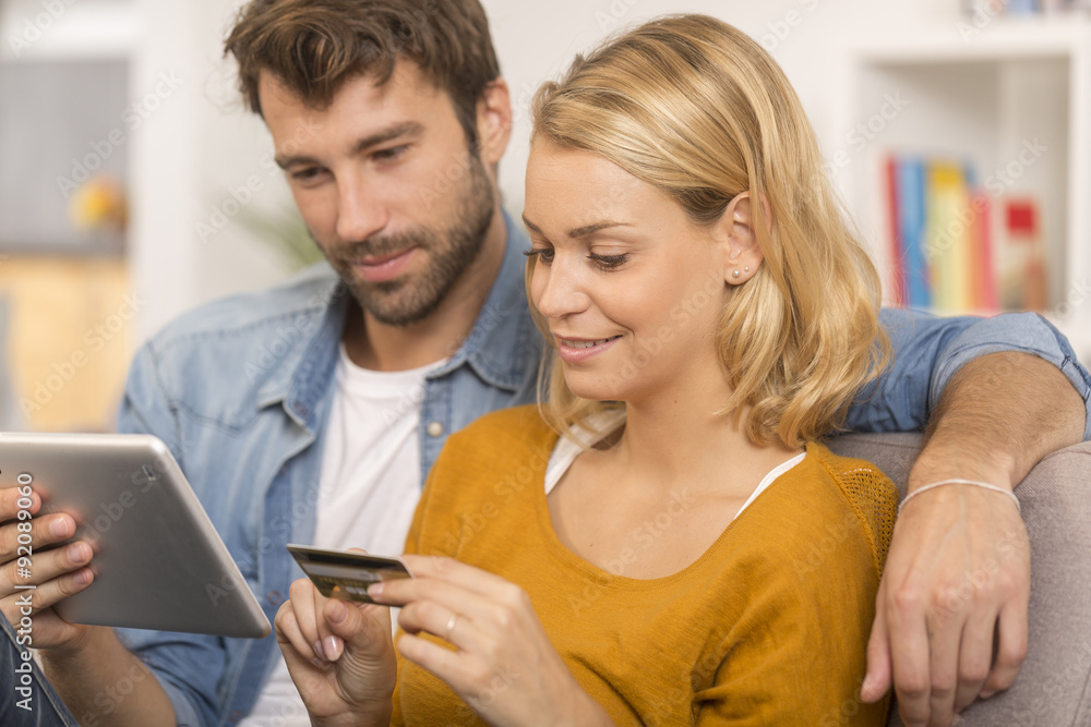 young couple buying on internet young couple buying on internet