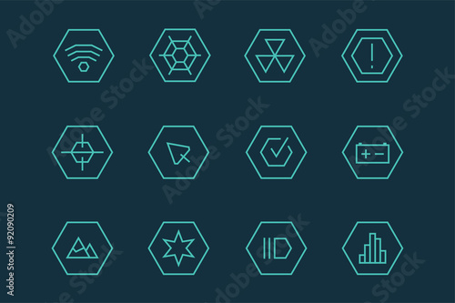 Outline vector UI technology icons set