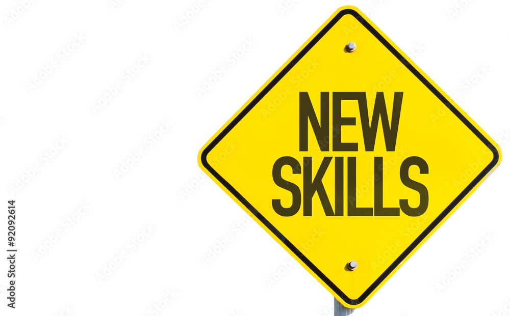 New Skills sign isolated on white background