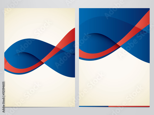 Brochure, flyer, annual report, magazine vector template. Modern blue and red corporate design.