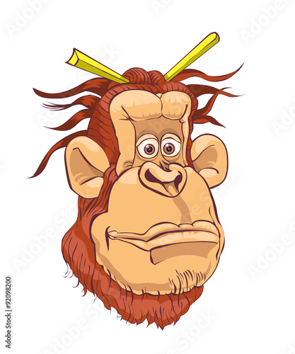 Illustration of an orangutan on a white background