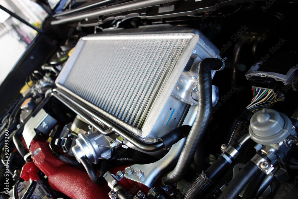 Naklejka Intercooler for Turbo Boxer Engine of a Sport Sedan - turbo,  fototapety | Foteks