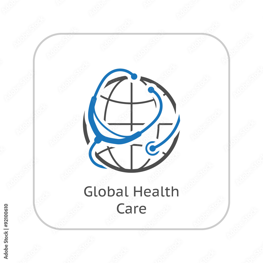 Global Health Care Icon. Flat Design. Global Health Care Icon. Flat Design.