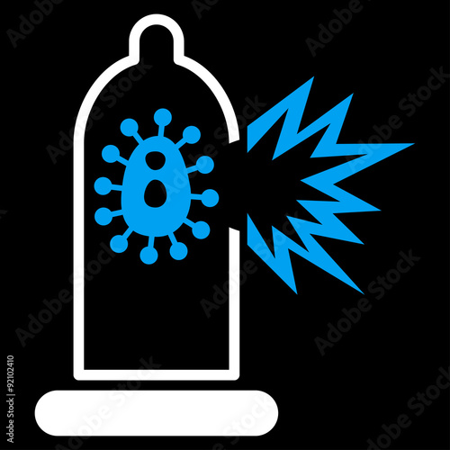 Damaged Condom With Virus Icon