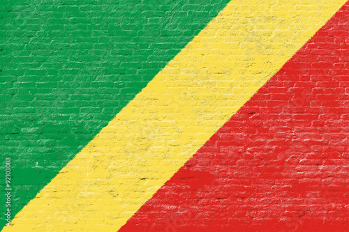 Republic of the Congo - National flag on Brick wall © STOCKSTUDIO