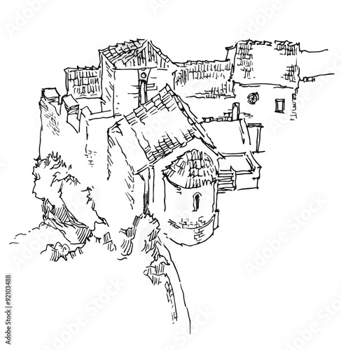 Hand made sketch of old street.