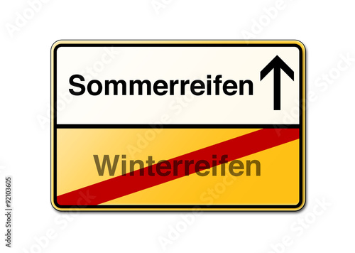 Sommerreifen statt Winterreifen Schild - Reifen wechseln
