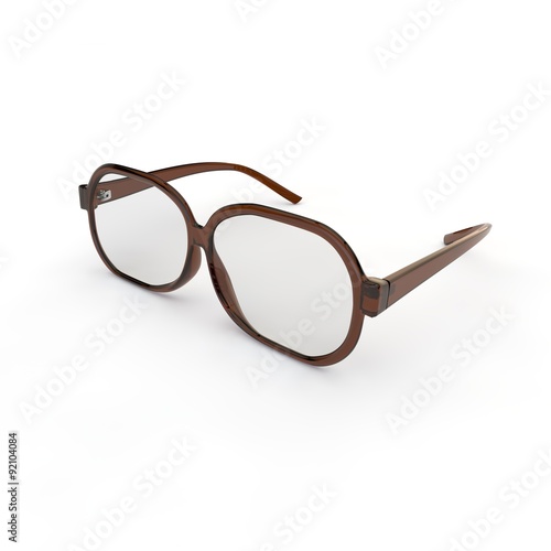 Glasses with brown plastic rim on a white background