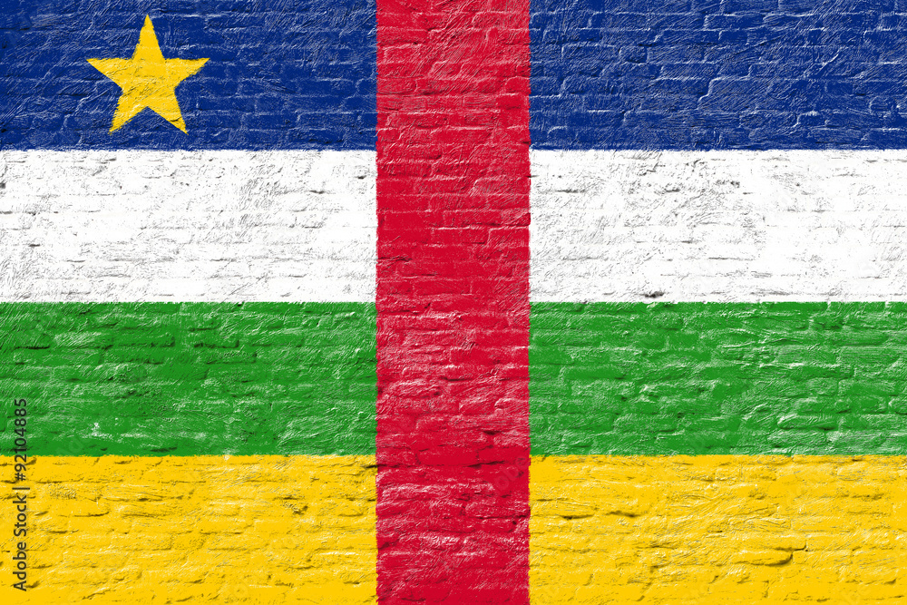 Central African Republic - National flag on Brick wall