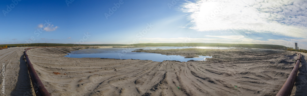 panorama sun over the sands in an industrial career panorama sun over the sands in an industrial career