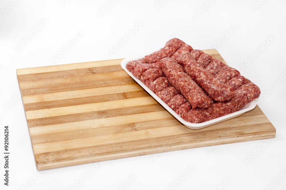 Supermarket package of turkish kebabs with minced meat