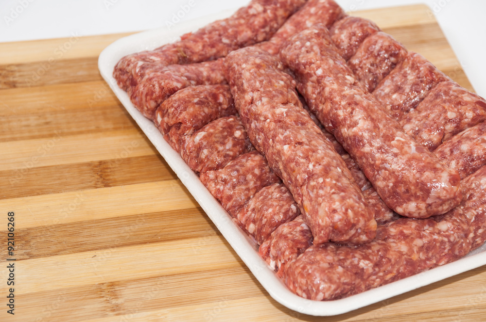 Supermarket package of turkish kebabs with minced meat Supermarket package of turkish kebabs with minced meat