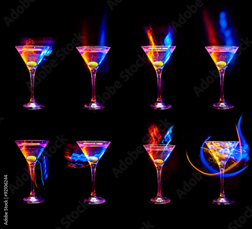 modern cocktails in glasses