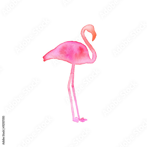 Obraz na płótnie Flamingo. Hand-drawn silhouette of bird. Real watercolor drawing w salonie