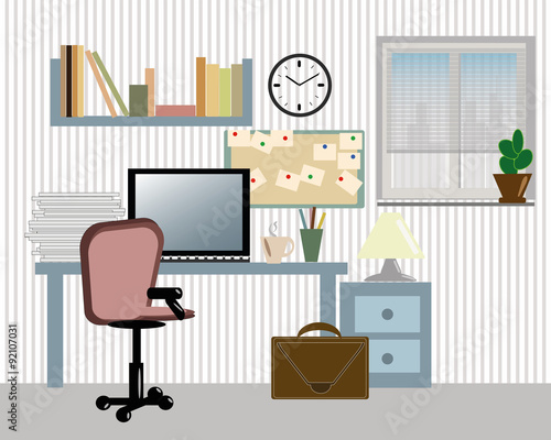 home interior workplace, vector, concept