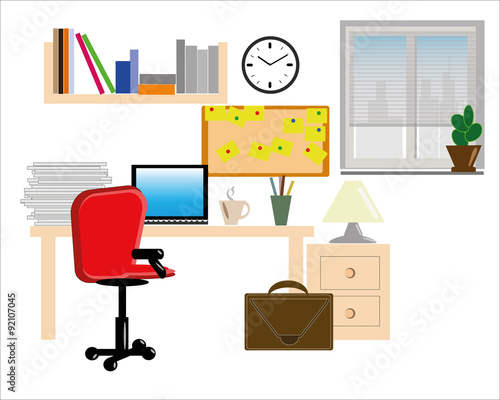 Home interior workplace, concept, vector ,