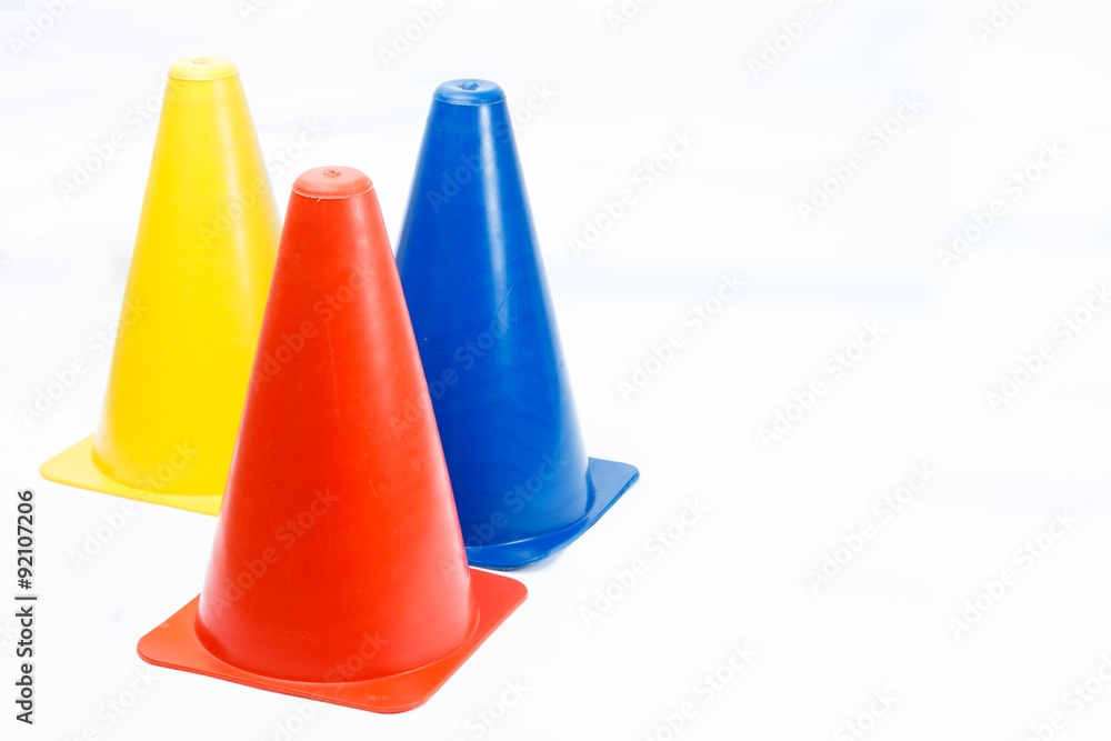 Training marker cones isolated on white background Training marker cones isolated on white background