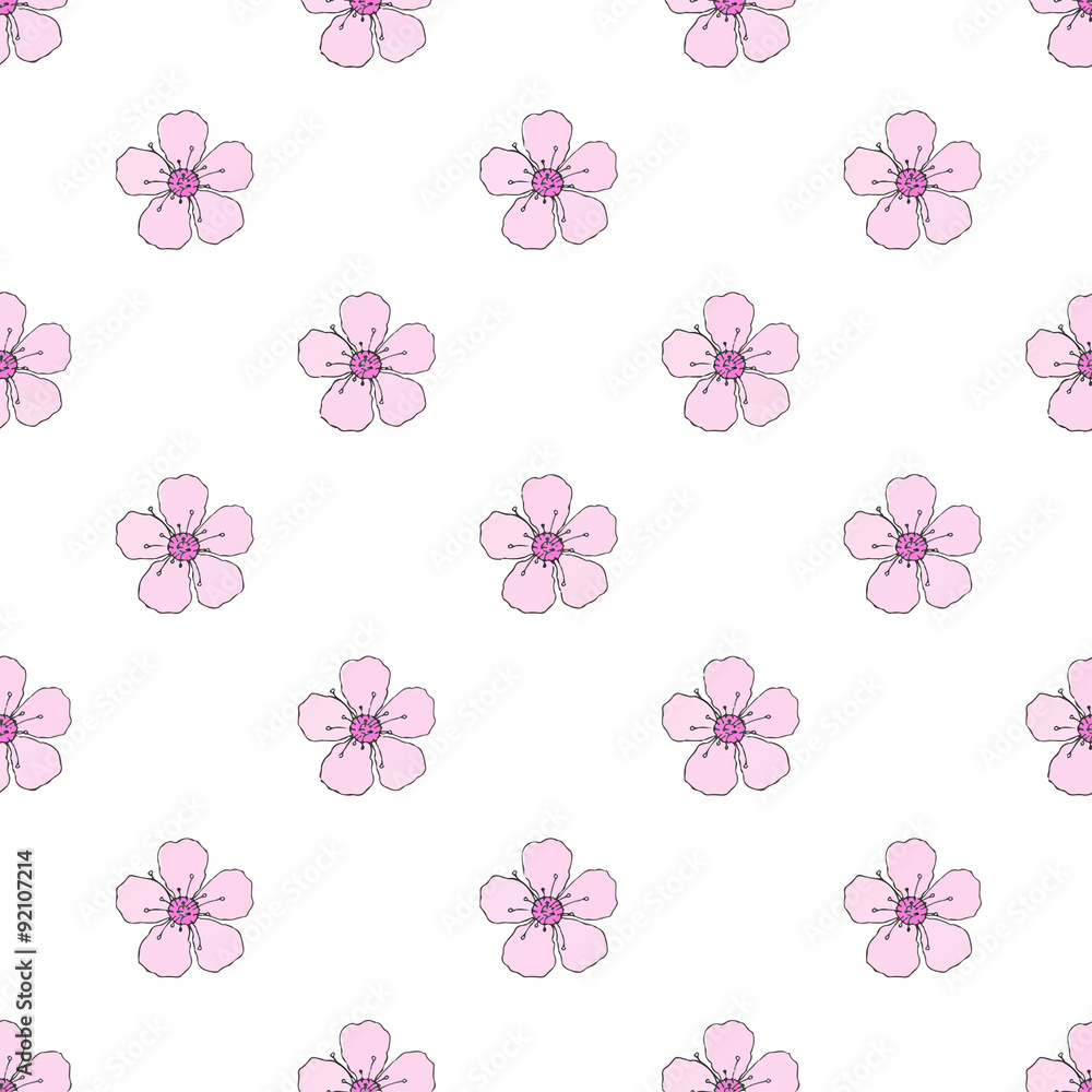 Blossom. Seamless pattern with flowers. Real outline drawing Blossom. Seamless pattern with flowers. Real outline drawing