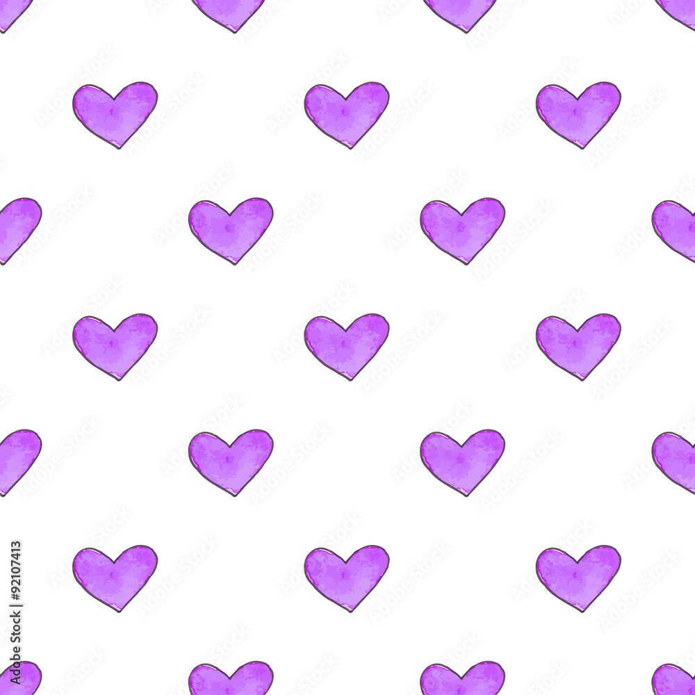 Seamless pattern with hearts. Hand-drawn background. Vector