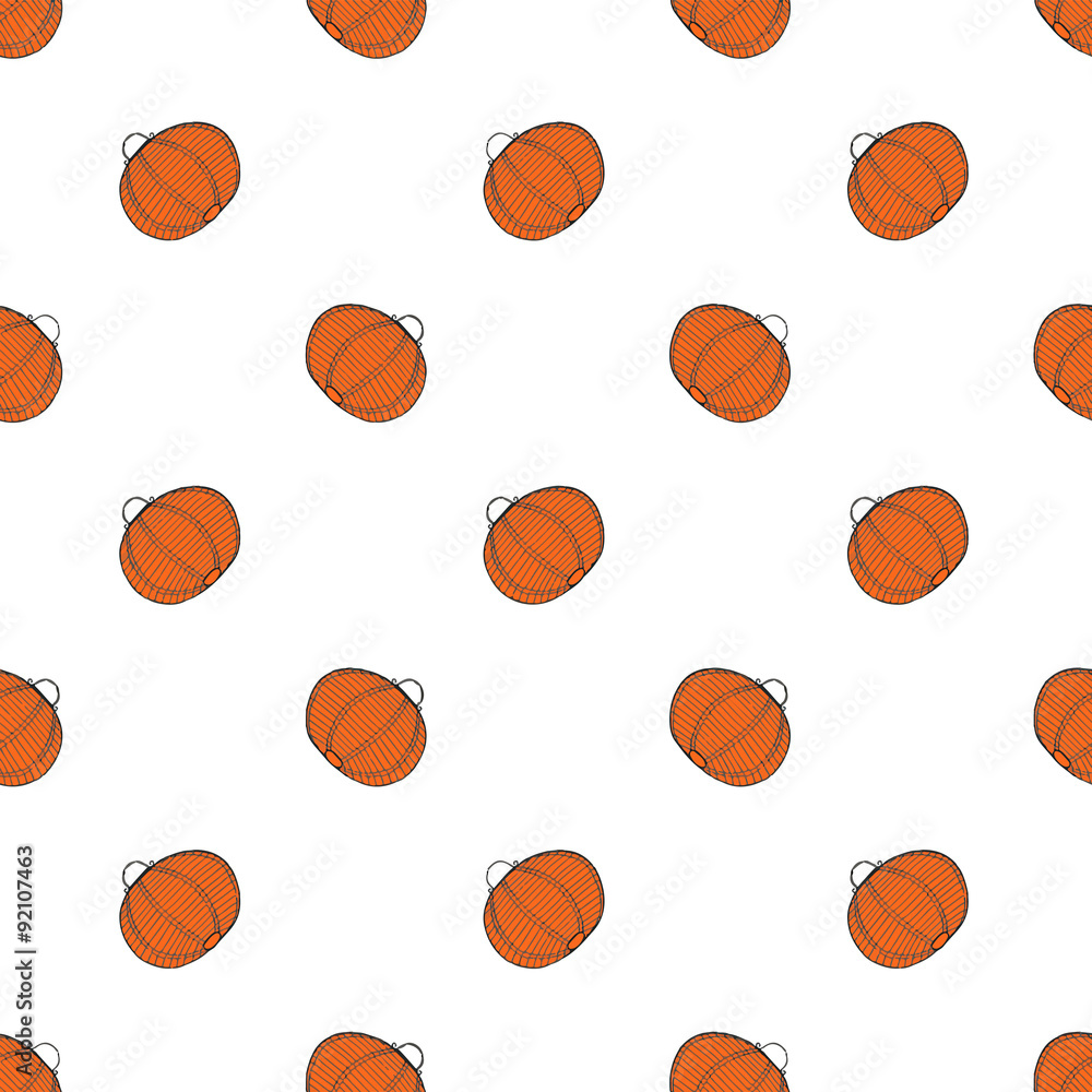 Chinese lanterns. Seamless pattern with lantern. Real outline