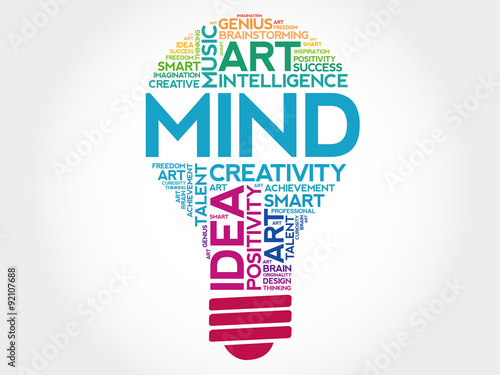 MIND bulb word cloud concept