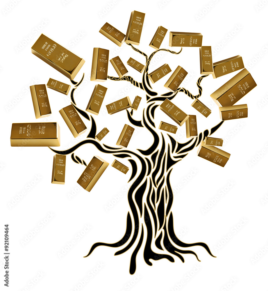 Fototapeta premium Money concept. Money tree isolated on white. Vector illustration.