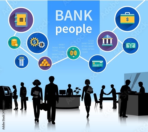 Financial world bank people concept banner