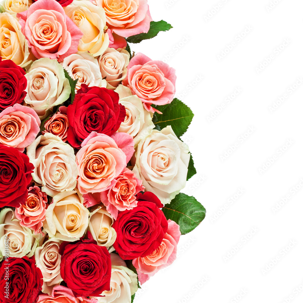 Bright multicolored bouquet of roses. Natural flowers backgroun Bright multicolored bouquet of roses. Natural flowers backgroun
