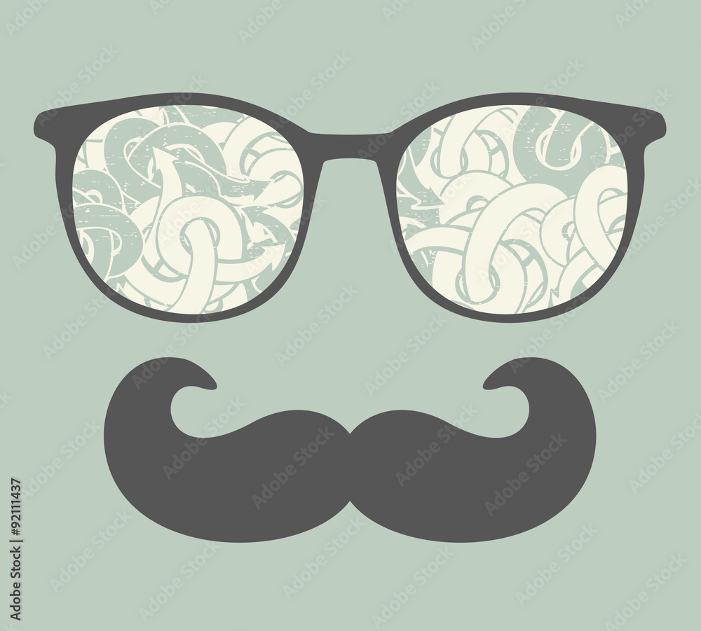 Fototapeta premium Retro sunglasses with reflection for hipster.