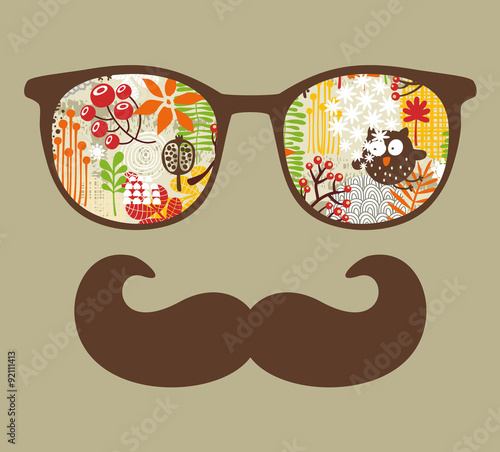 Retro sunglasses with reflection for hipster.